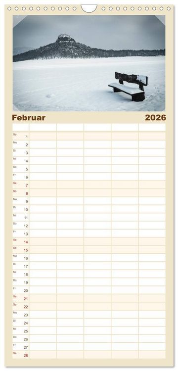 Produktbild: Familienplaner 2026 - S&auml;chsische Schweiz mit 5 Spalten (Wandkalender, 21 x 45 cm) CALVENDO