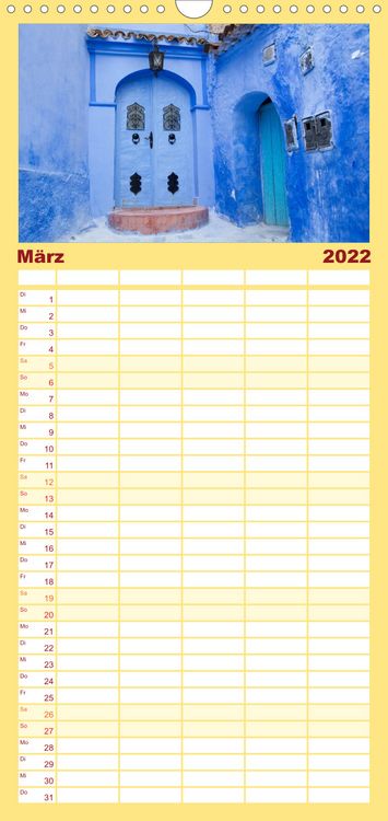 Produktbild: Familienplaner Chefchaouen - Blaue Stadt in Marokko (Wandkalender 2022 , 21 cm x 45 cm, hoch)