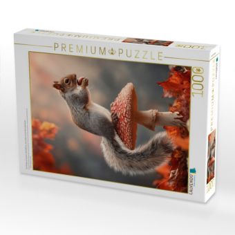 Produktbild: CALVENDO Puzzle Ein K&ouml;nig auf seinem Herbstthron, das Leben ist ein Nussabenteuer | 1000 Teile Lege-Gr&ouml;&szlig;e 64x48cm Foto-Puzzle f&uuml;r gl&uuml;ckliche Stunden