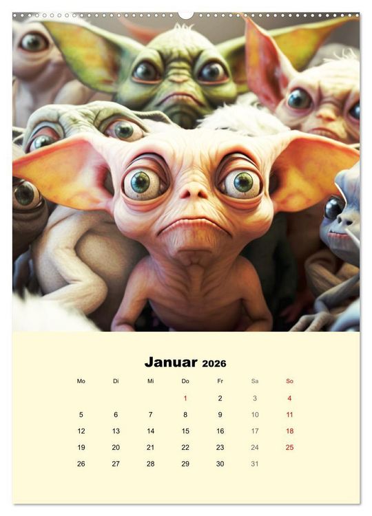 Produktbild: Monsteralarm. Die Invasion der kleinen Qu&auml;lgeister (hochwertiger Premium Wandkalender 2026 DIN A2 hoch), Kunstdruck in Hochglanz
