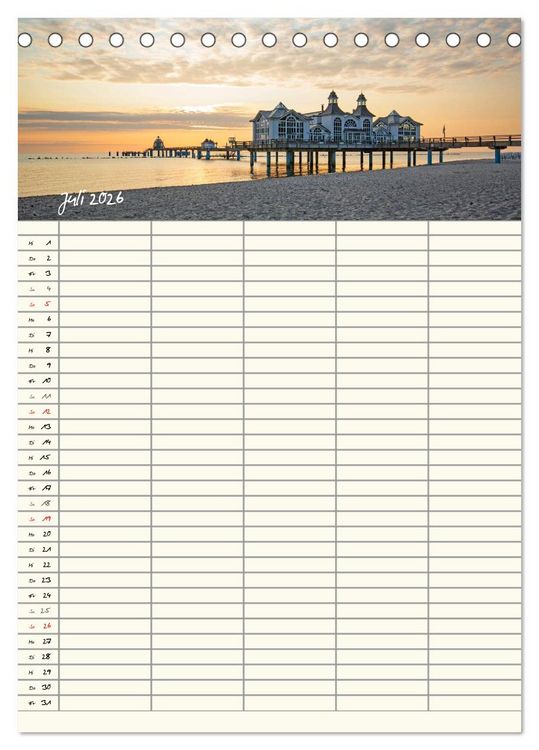 Produktbild: R&uuml;gen - Urlaubsparadies an der Ostsee - Familienplaner (Tischkalender 2026 DIN A5 hoch), CALVENDO Monatskalender
