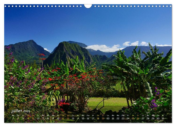 Produktbild: La R&egrave;union - C&ocirc;tes fantastiques et paysage montagneux (Calendrier mural 2026 DIN A3 vertical), CALVENDO calendrier mensuel