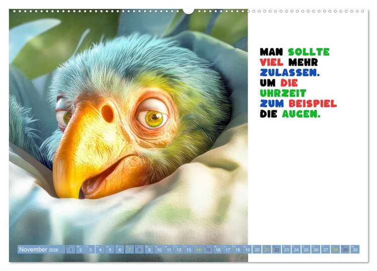 Produktbild: Vogelspr&uuml;che - Humor (hochwertiger Premium Wandkalender 2026 DIN A2 quer), Kunstdruck in Hochglanz
