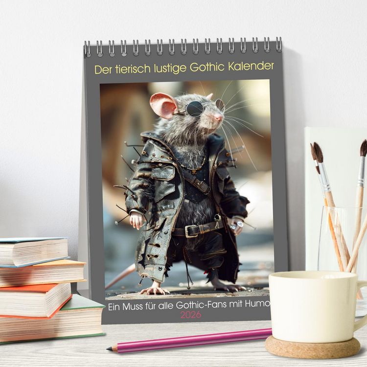 Produktbild: Der tierisch lustige Gothic Kalender (Tischkalender 2026 DIN A5 hoch), CALVENDO Monatskalender