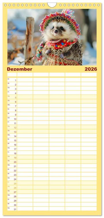 Produktbild: Familienplaner 2026 - Zauberhafte Igel-Models. Blumiger Stil in der Natur mit 5 Spalten (Wandkalender, 21 x 45 cm) CALVENDO