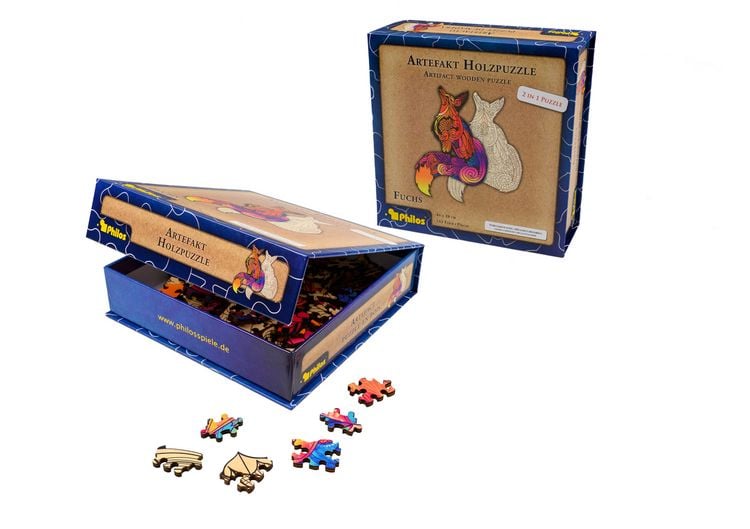 Produktbild: Artefakt Holzpuzzle 2 in 1 Fuchs, 143 Teile, in magnetischer Klappschachtel