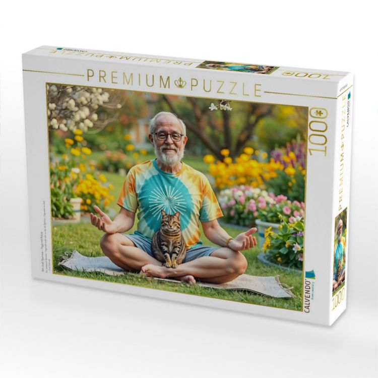 Produktbild: CALVENDO Puzzle Om statt Ojemine - Yoga mit Katze | 1000 Teile Lege-Gr&ouml;&szlig;e 64x48cm Foto-Puzzle f&uuml;r gl&uuml;ckliche Stunden
