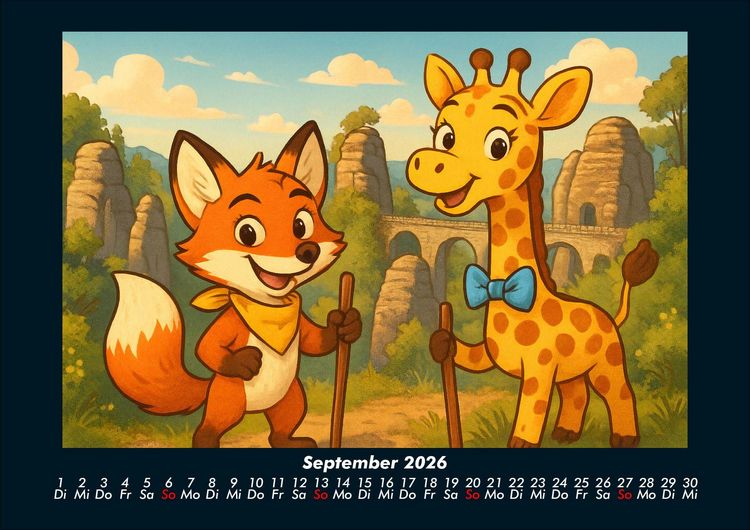 Produktbild: Finn & Nala - Reise durch Deutschland 2026 Fotokalender DIN A4