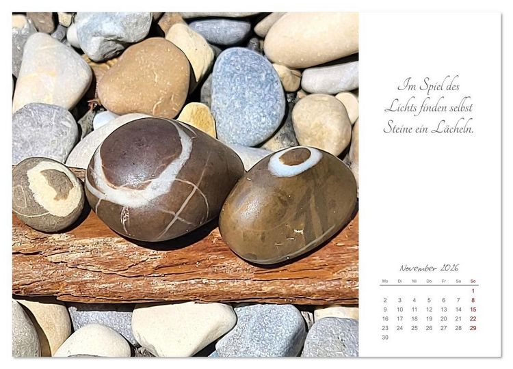 Produktbild: Steine des Lebens. Steine als Spiegel des Lebens mit Bildern und leisen Gedanken (Wandkalender 2026 DIN A4 quer), CALVENDO Monatskalender