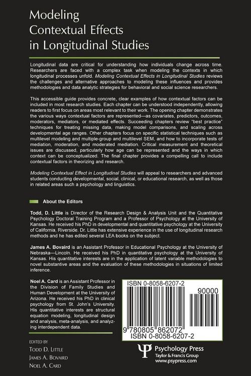 Produktbild: Modeling Contextual Effects in Longitudinal Studies