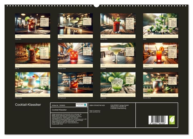 Produktbild: Cocktail-Klassiker (hochwertiger Premium Wandkalender 2026 DIN A2 quer), Kunstdruck in Hochglanz