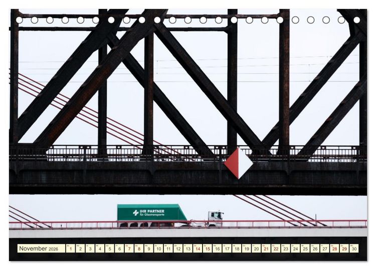 Produktbild: Duisburg - Br&uuml;cken &uuml;ber Br&uuml;cken (Tischkalender 2026 DIN A5 quer), CALVENDO Monatskalender