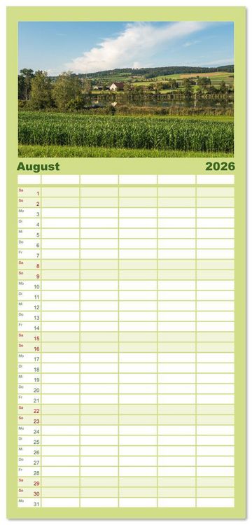 Produktbild: Familienplaner 2026 - Kanton Thurgau mit 5 Spalten (Wandkalender, 21 x 45 cm) CALVENDO