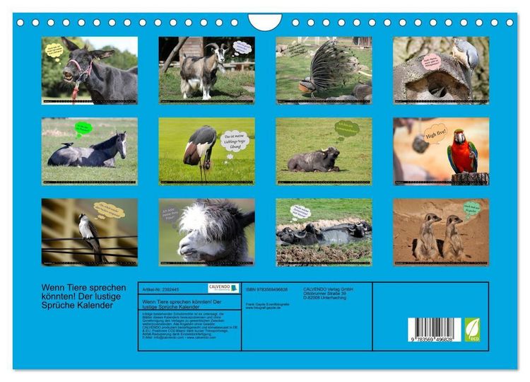 Produktbild: Wenn Tiere sprechen k&ouml;nnten! Der lustige Spr&uuml;che Kalender (Wandkalender 2027 DIN A4 quer), CALVENDO Monatskalender