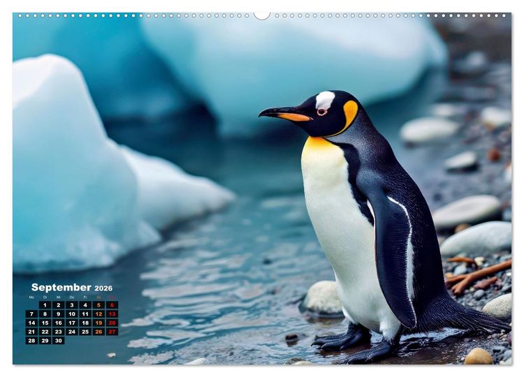 Produktbild: Mit den Pinguinen (hochwertiger Premium Wandkalender 2026 DIN A2 quer), Kunstdruck in Hochglanz