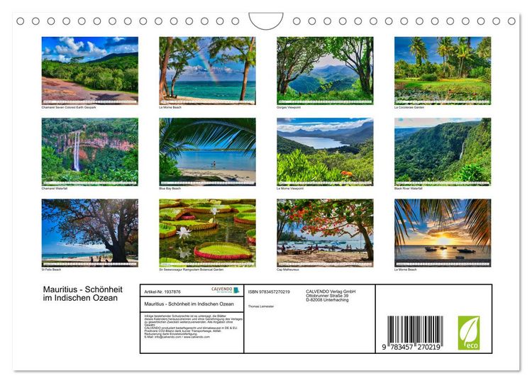 Produktbild: Mauritius - Sch&ouml;nheit im Indischen Ozean (Wandkalender 2026 DIN A4 quer), CALVENDO Monatskalender