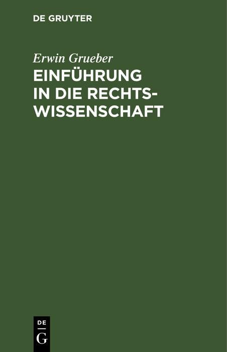 Produktbild: Einf&uuml;hrung in die Rechtswissenschaft
