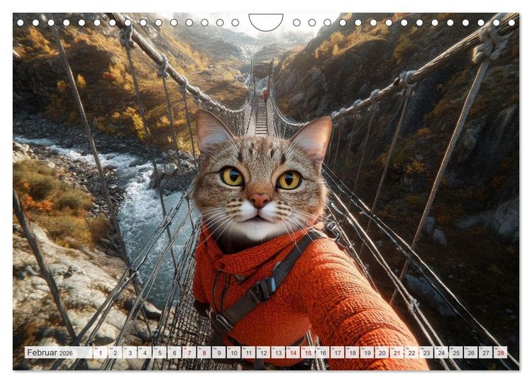Produktbild: KATZEN-SELFIES Tierische Reiselust (Wandkalender 2026 DIN A4 quer), CALVENDO Monatskalender