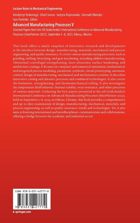 Produktbild: Advanced Manufacturing Processes V