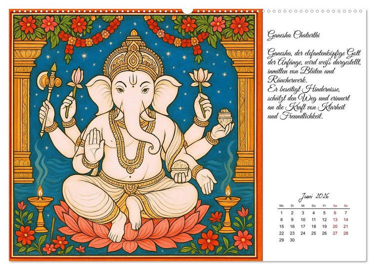 Produktbild: G&ouml;tterwelten des Hinduismus (hochwertiger Premium Wandkalender 2026 DIN A2 quer), Kunstdruck in Hochglanz