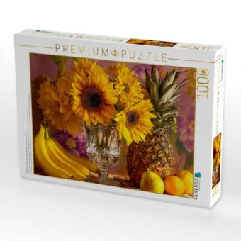 Produktbild: CALVENDO Puzzle Stillleben in Gelb mit Sonnenblumen, Bananen und Ananas | 1000 Teile Lege-Gr&ouml;&szlig;e 64x48cm Foto-Puzzle f&uuml;r gl&uuml;ckliche Stunden