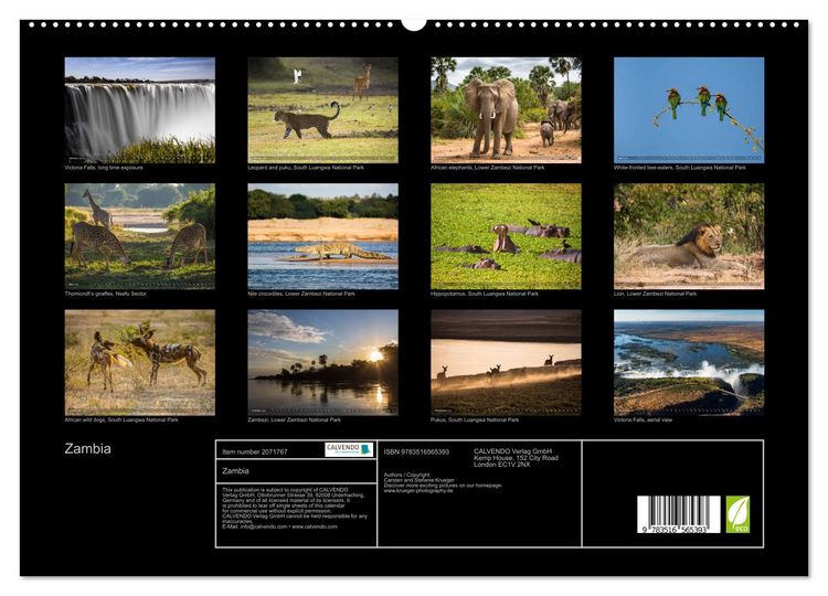 Produktbild: Zambia (High Quality Premium Wall Calendar 2026 DIN A2 landscape),CALVENDO 12 Month Wall Calendar