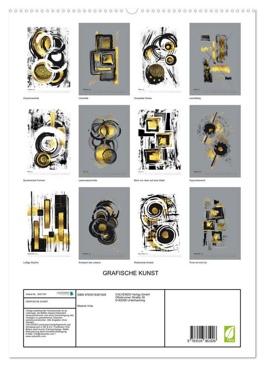 Produktbild: GRAFISCHE KUNST (hochwertiger Premium Wandkalender 2026 DIN A2 hoch), Kunstdruck in Hochglanz