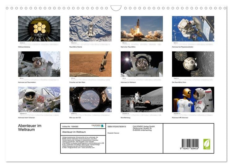 Produktbild: Abenteuer im Weltraum (Wandkalender 2026 DIN A3 quer), CALVENDO Monatskalender
