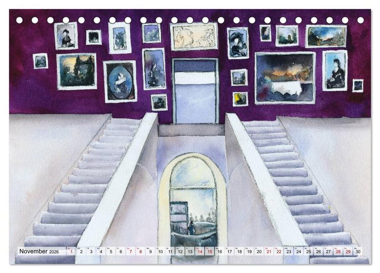Produktbild: Frankfurt in Aquarell (Tischkalender 2026 DIN A5 quer), CALVENDO Monatskalender