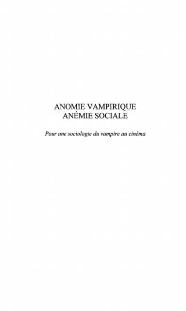 Produktbild: Anomie vampirique anemie sociale