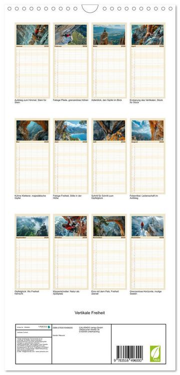 Produktbild: Familienplaner 2026 - Vertikale Freiheit mit 5 Spalten (Wandkalender, 21 x 45 cm) CALVENDO