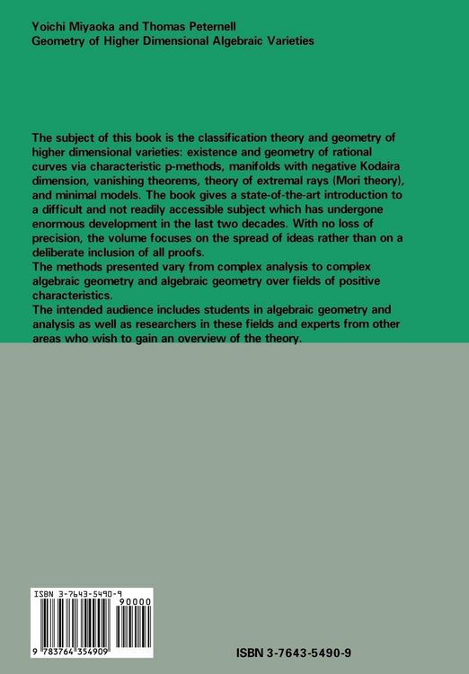 Produktbild: Geometry of Higher Dimensional Algebraic Varieties