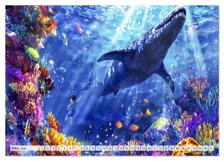 Produktbild: Abenteuer mit Dinosauriern - Tolle Dino-Freunde f&uuml;r das Jahr (Wandkalender 2026 DIN A3 quer), CALVENDO Monatskalender
