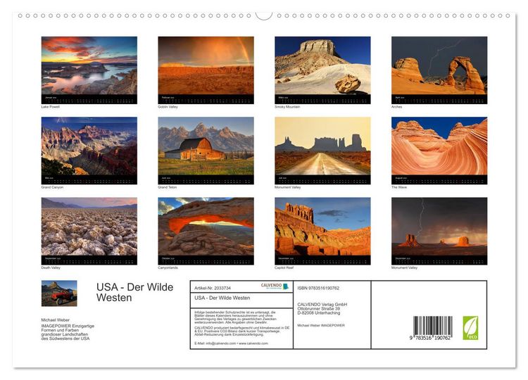 Produktbild: USA - Der Wilde Westen (hochwertiger Premium Wandkalender 2026 DIN A2 quer), Kunstdruck in Hochglanz