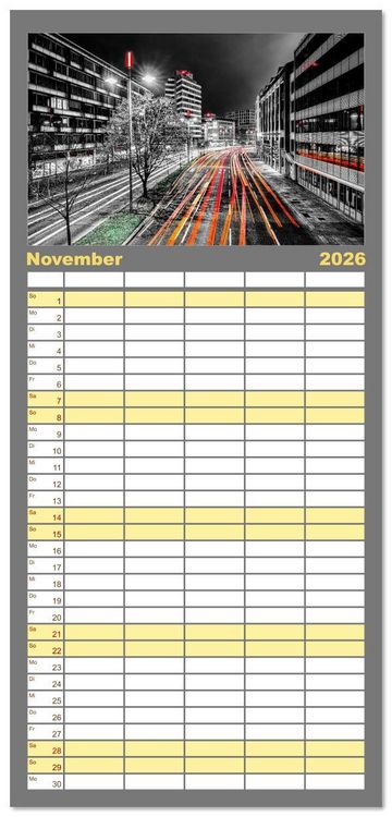 Produktbild: Familienplaner 2026 - Stuttgart, What Else? mit 5 Spalten (Wandkalender, 21 x 45 cm) CALVENDO