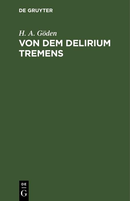 Produktbild: Von dem Delirium tremens