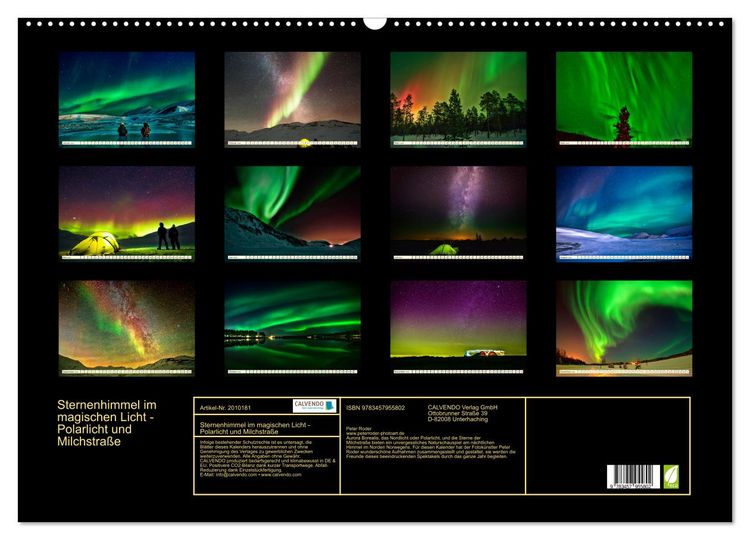 Produktbild: Sternenhimmel im magischen Licht - Polarlicht und Milchstra&szlig;e (Wandkalender 2026 DIN A2 quer), CALVENDO Monatskalender