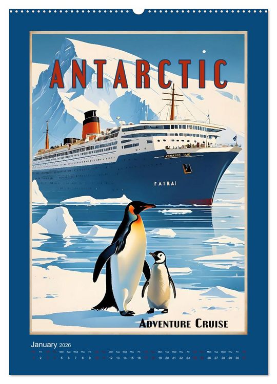 Produktbild: World Travel Posters - Nostalgic Trip Around the Globe (Wall Calendar 2026 DIN A2 portrait), CALVENDO 12 Month Wall Calendar