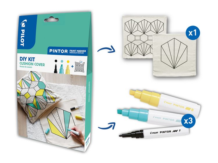 Produktbild: Pilot Kreativmarker PINTOR 3er DIY-Set + Kissenbezug