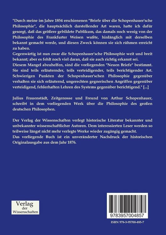 Produktbild: Neue Briefe &uuml;ber die Schopenhauer&Acirc;&acute;sche Philosophie