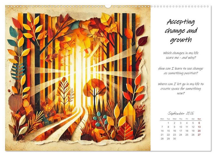 Produktbild: More confidence in 12 months - Collages with reflection questions for a stronger self (High Quality Premium Wall Calendar 2026 DIN A2 landscape),CALVENDO 12 Month Wall Calendar