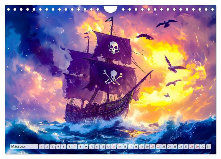 Produktbild: Piraten-Abenteuer - Die Reise zum verborgenen Schatz (Wandkalender 2026 DIN A4 quer), CALVENDO Monatskalender