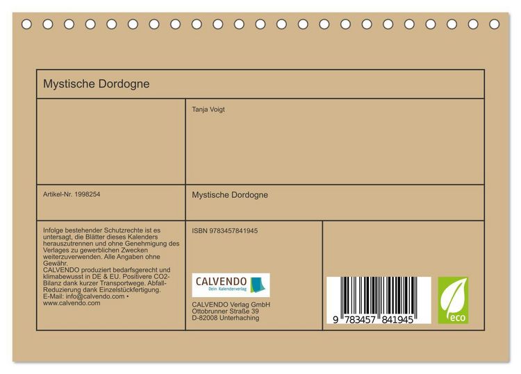 Produktbild: Mystische Dordogne (Tischkalender 2026 DIN A5 quer), CALVENDO Monatskalender