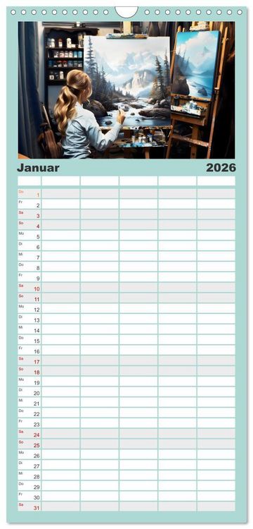 Produktbild: Familienplaner 2026 - Erlebe mit mir die bunte Welt der Kreativit&auml;t mit 5 Spalten (Wandkalender, 21 x 45 cm) CALVENDO