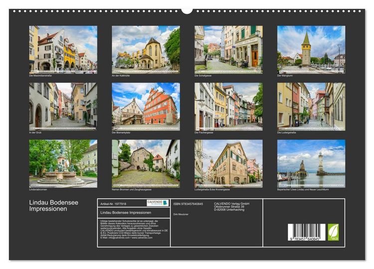 Produktbild: Lindau Bodensee Impressionen (Wandkalender 2026 DIN A2 quer), CALVENDO Monatskalender