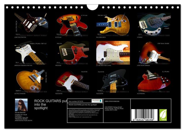 Produktbild: ROCK GUITARS put into the spotlight (Wall Calendar 2026 DIN A4 landscape), CALVENDO 12 Month Wall Calendar