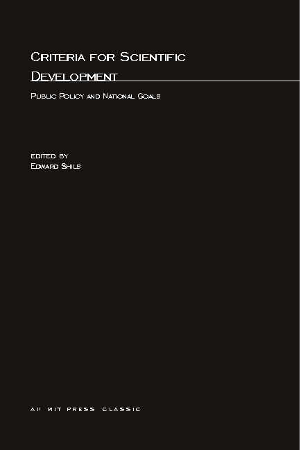 Produktbild: Criteria for Scientific Development: Public Policy and National Goals