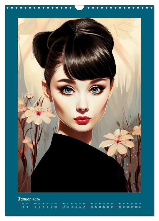 Produktbild: Glanz der Filmdiven. Art Nouveau Paintings im Poster-Stil (Wandkalender 2026 DIN A3 hoch), CALVENDO Monatskalender