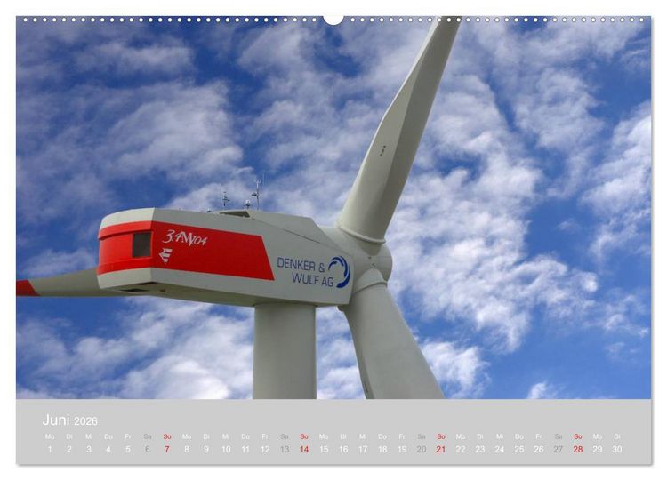 Produktbild: Windkraftanlagen aus der Luft fotografiert (hochwertiger Premium Wandkalender 2026 DIN A2 quer), Kunstdruck in Hochglanz