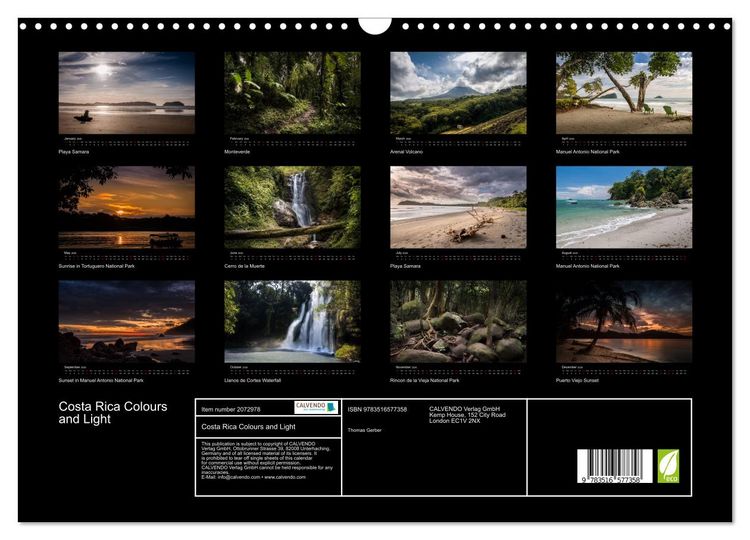 Produktbild: Costa Rica Colours and Light (Wall Calendar 2026 DIN A3 landscape), CALVENDO 12 Month Wall Calendar